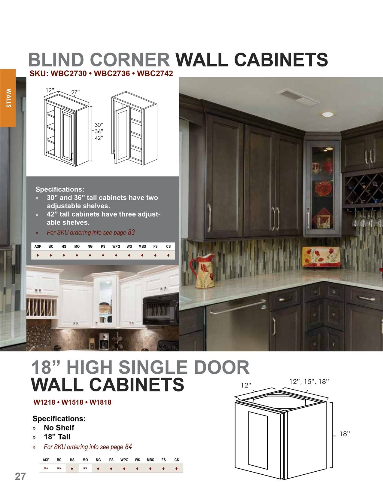 Wall cabinets options, catalog sheet 5