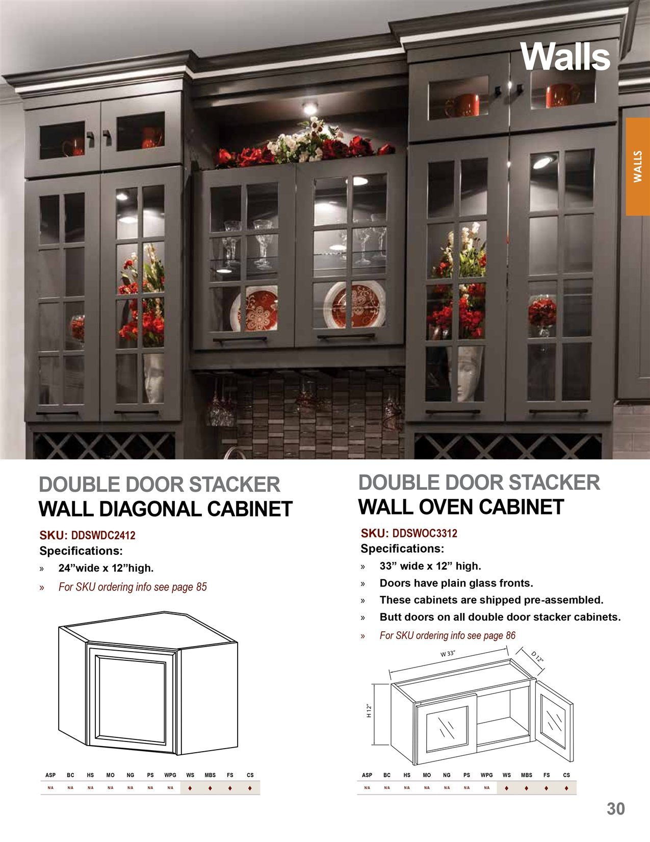 Wall cabinets options, catalog sheet 8
