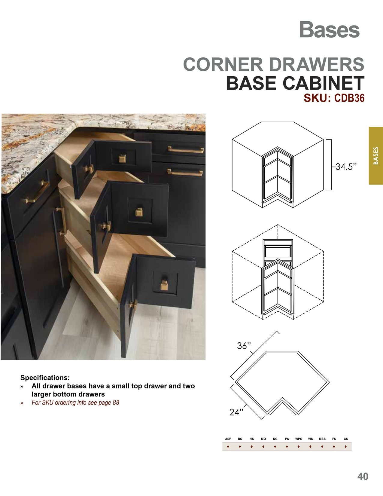 Base cabinets options, catalog sheet 6