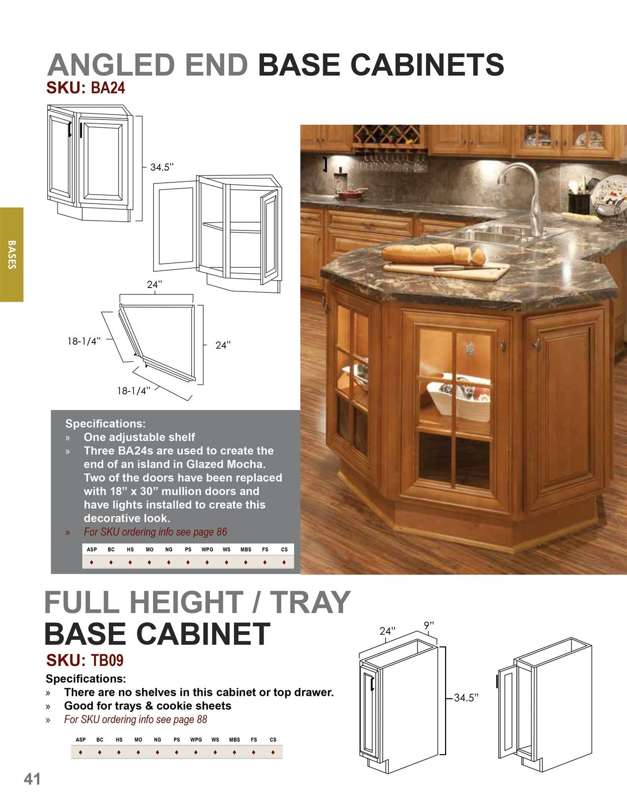 Base cabinets options, catalog sheet 7