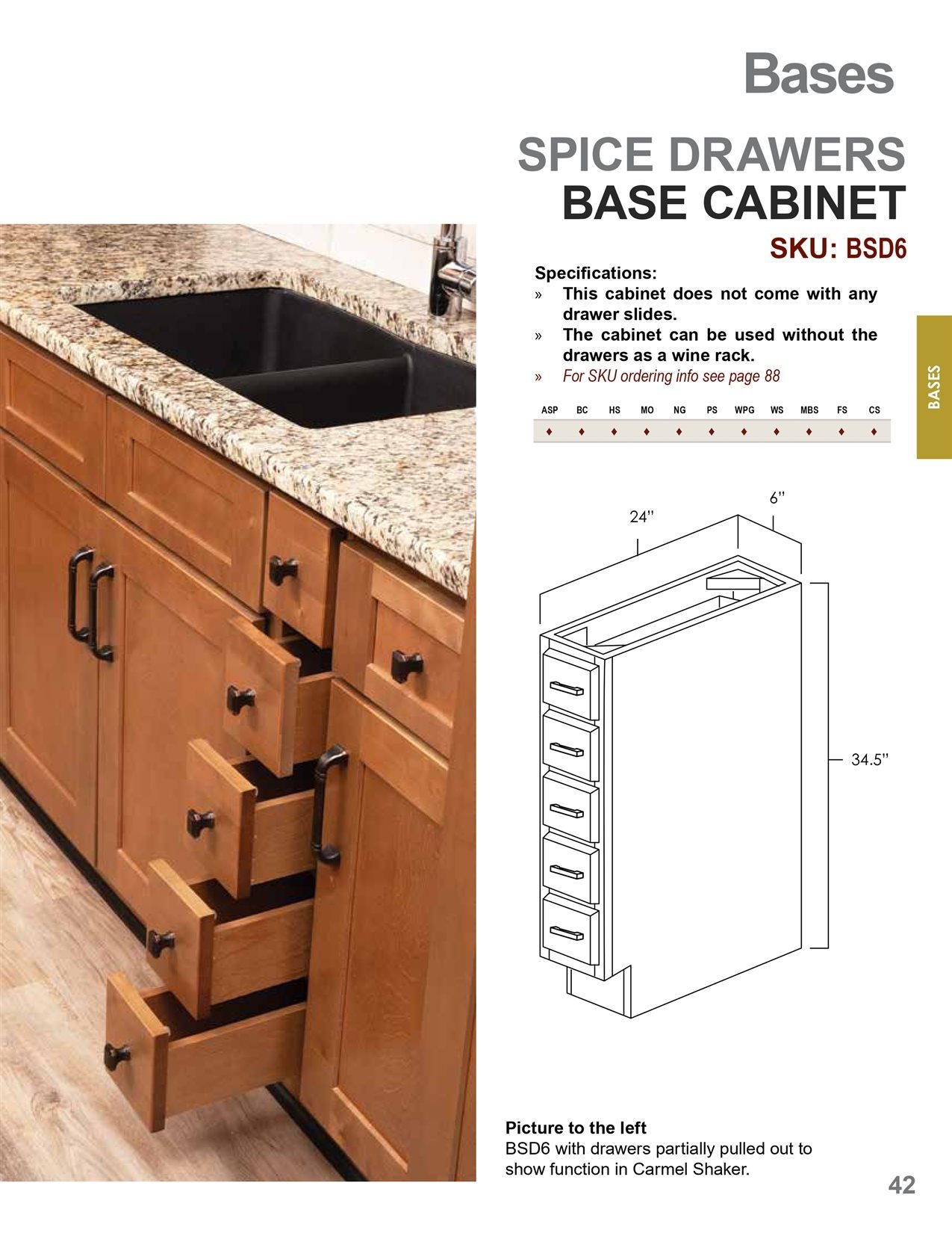 Base cabinets options, catalog sheet 8
