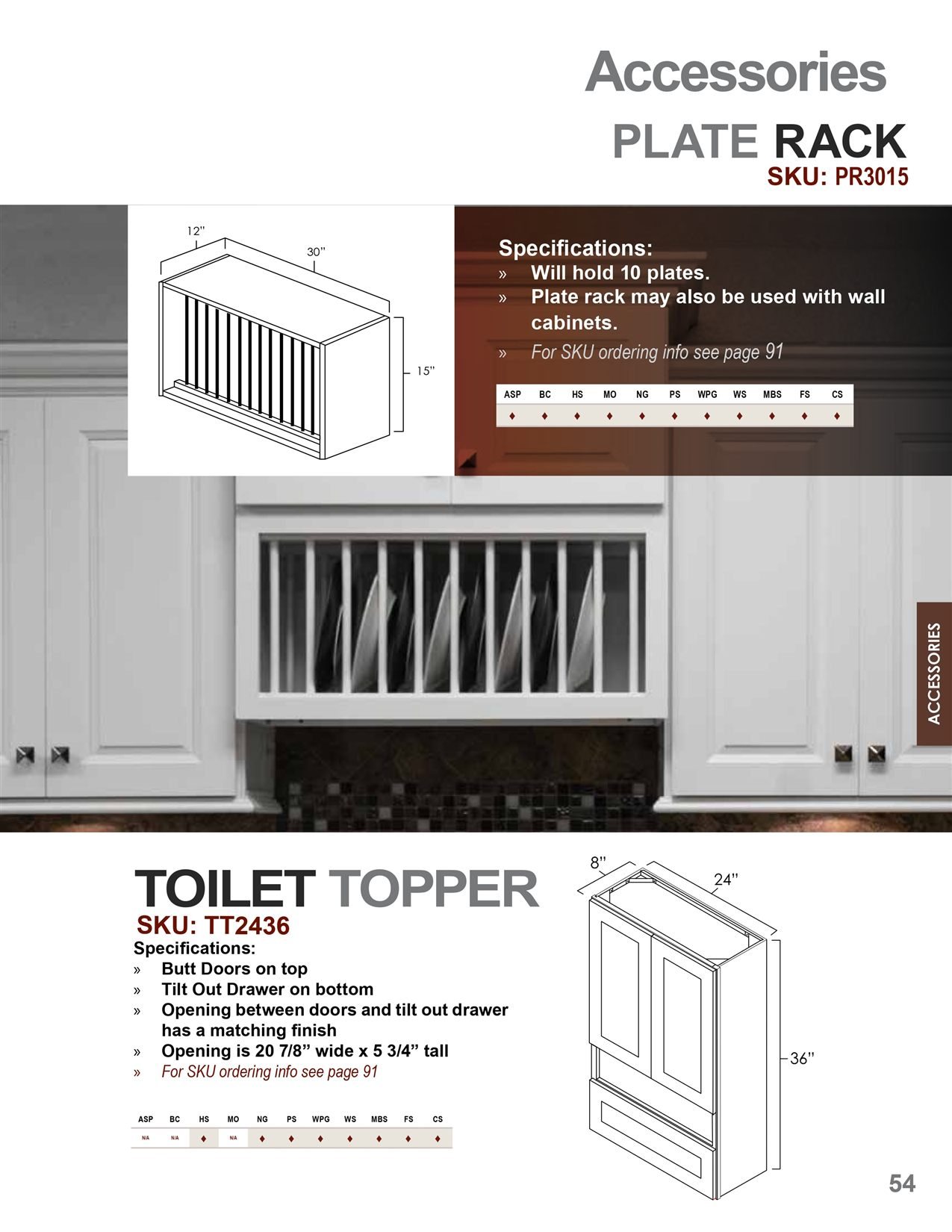 Accessories and storage configurations, sheet 5