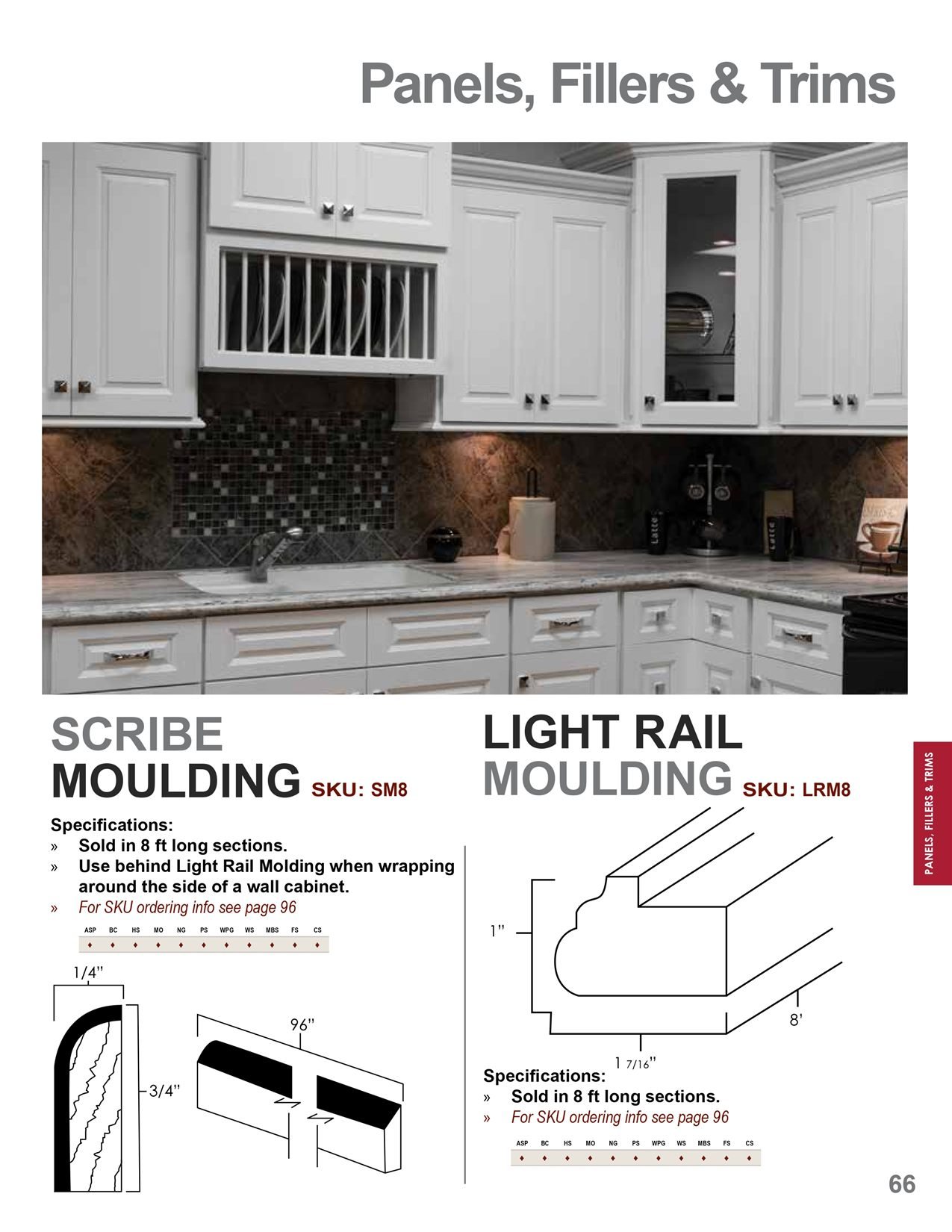 Panels, fillers and trim options, catalog sheet 8