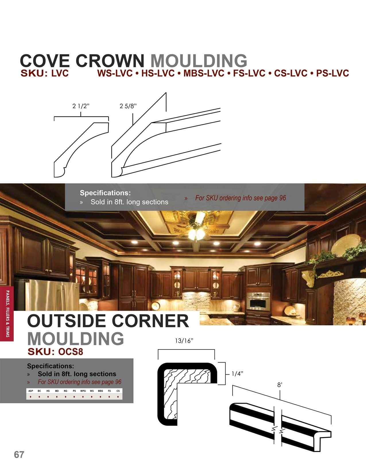 Panels, fillers and trim options, catalog sheet 9